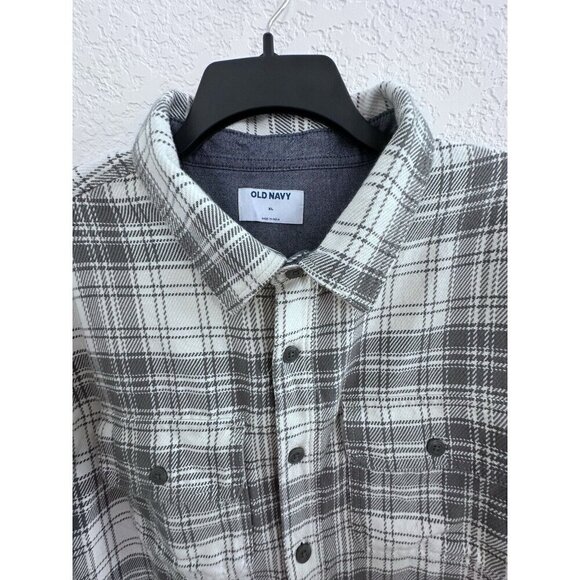 Old‎ Navy Women's Grey Plaid Shacket Jacket Cotton Shirt XL Cottagecore Warmth - Picture 5 of 13